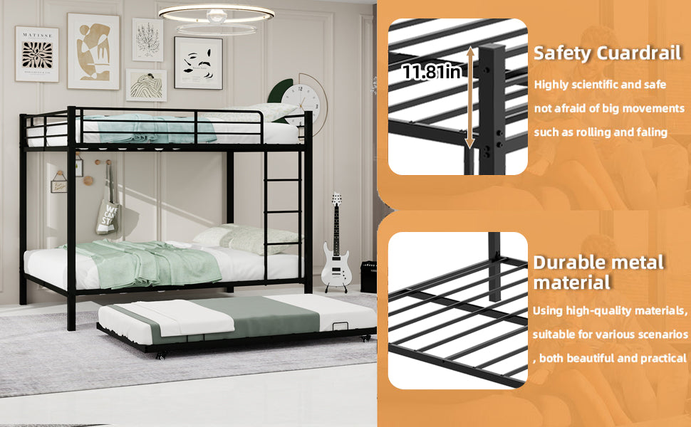 Durable Square Tube Iron Full-Size Bunk Bed