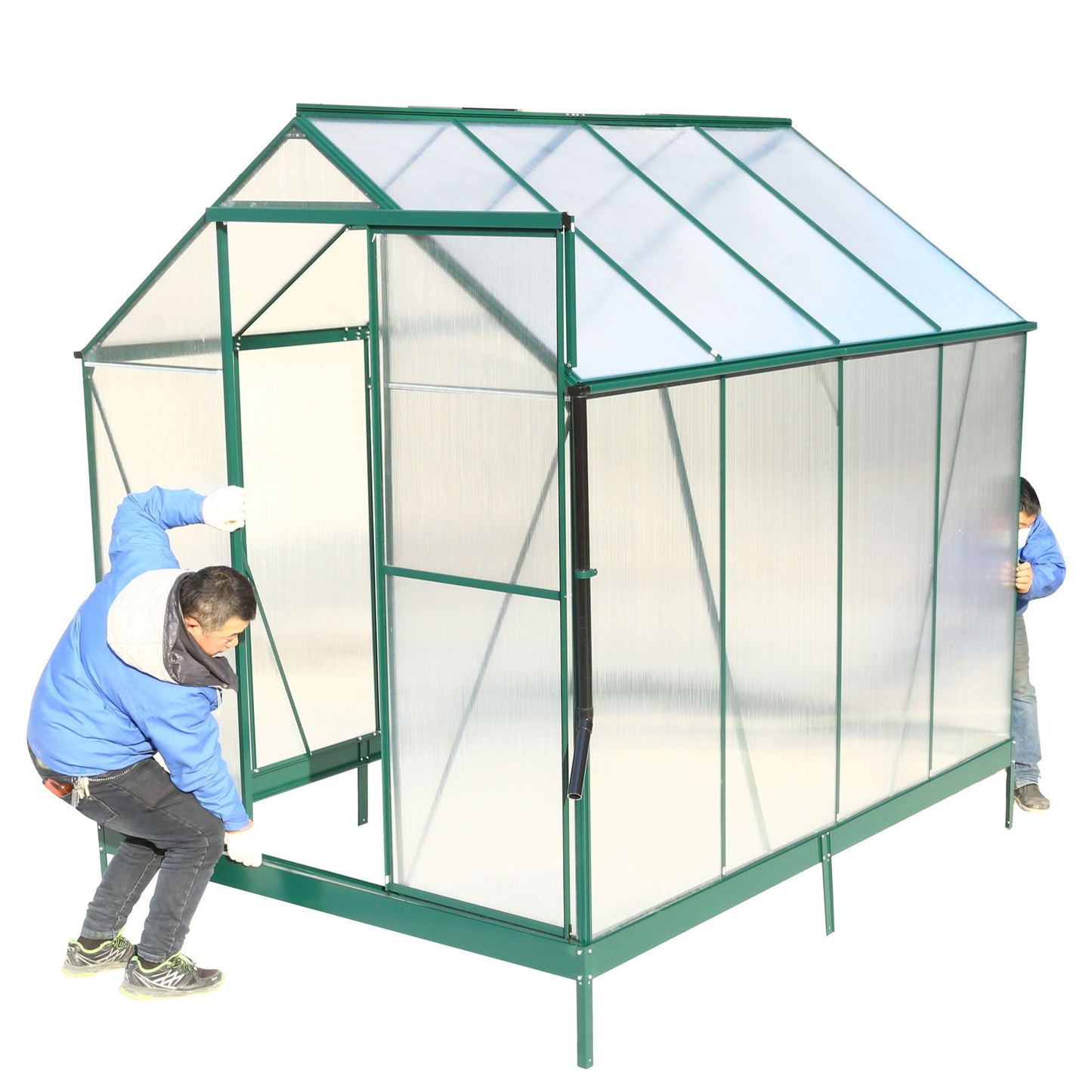 Polycarbonate house, Heavy Duty Outdoor Aluminum Walk-In House Kit With Rain Gutter, Vent And Door For Backyard Garden