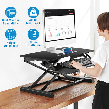 Height Adjustable Standing Desk Converter Workstation Sit Stand Dual Monitor Laptop Desk Riser Tabletop