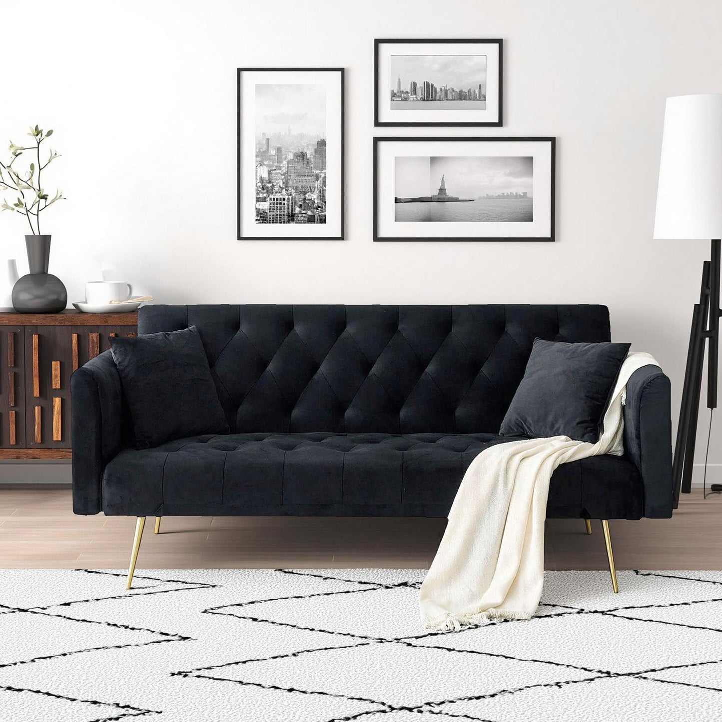 71-inch Foldable Double Sofa with American Retro Style