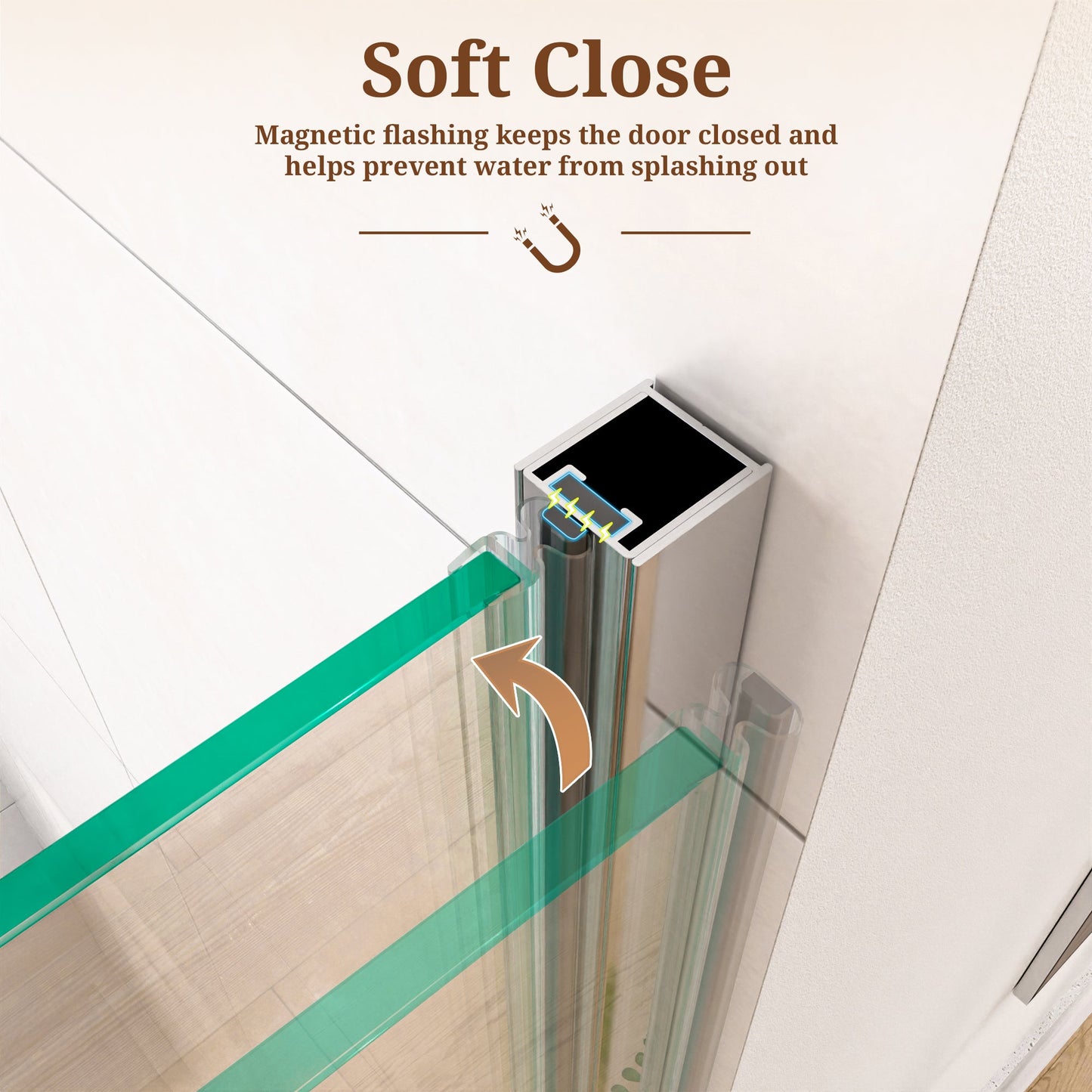 24" W x 72" H Semi-Frameless Circular Pivot Shower Door