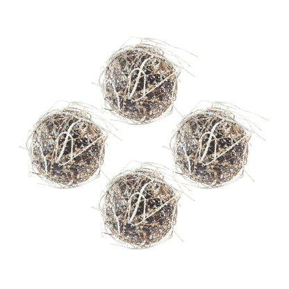 D6" Iced Twig Ball - Set of 4 Christmas Ornaments