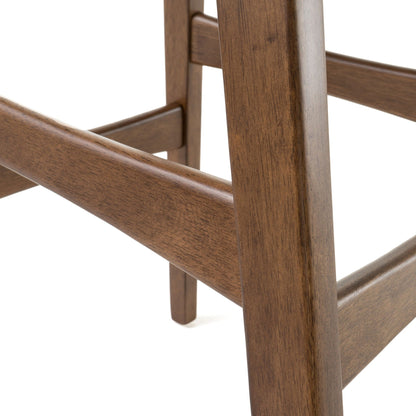 Mid Century Modern Bar Stool Set With Upholstered Seating