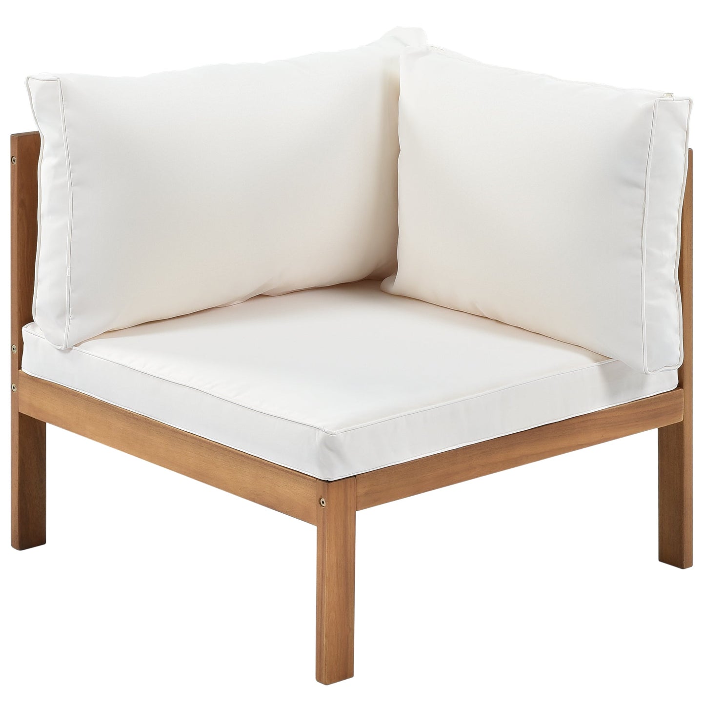 Wood Structure Outdoor Sofa Set with Beige Cushions