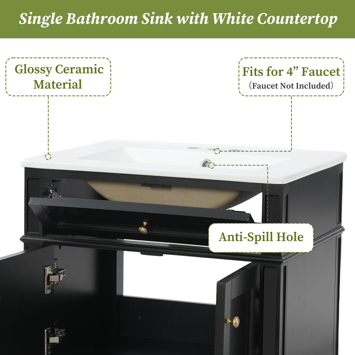 24" Wall Mounted Modern Bathroom Vanity