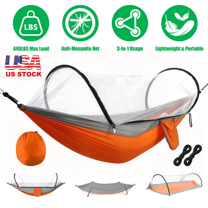 Camping Hammock with Mosquito Net - 440lbs Capacity Portable