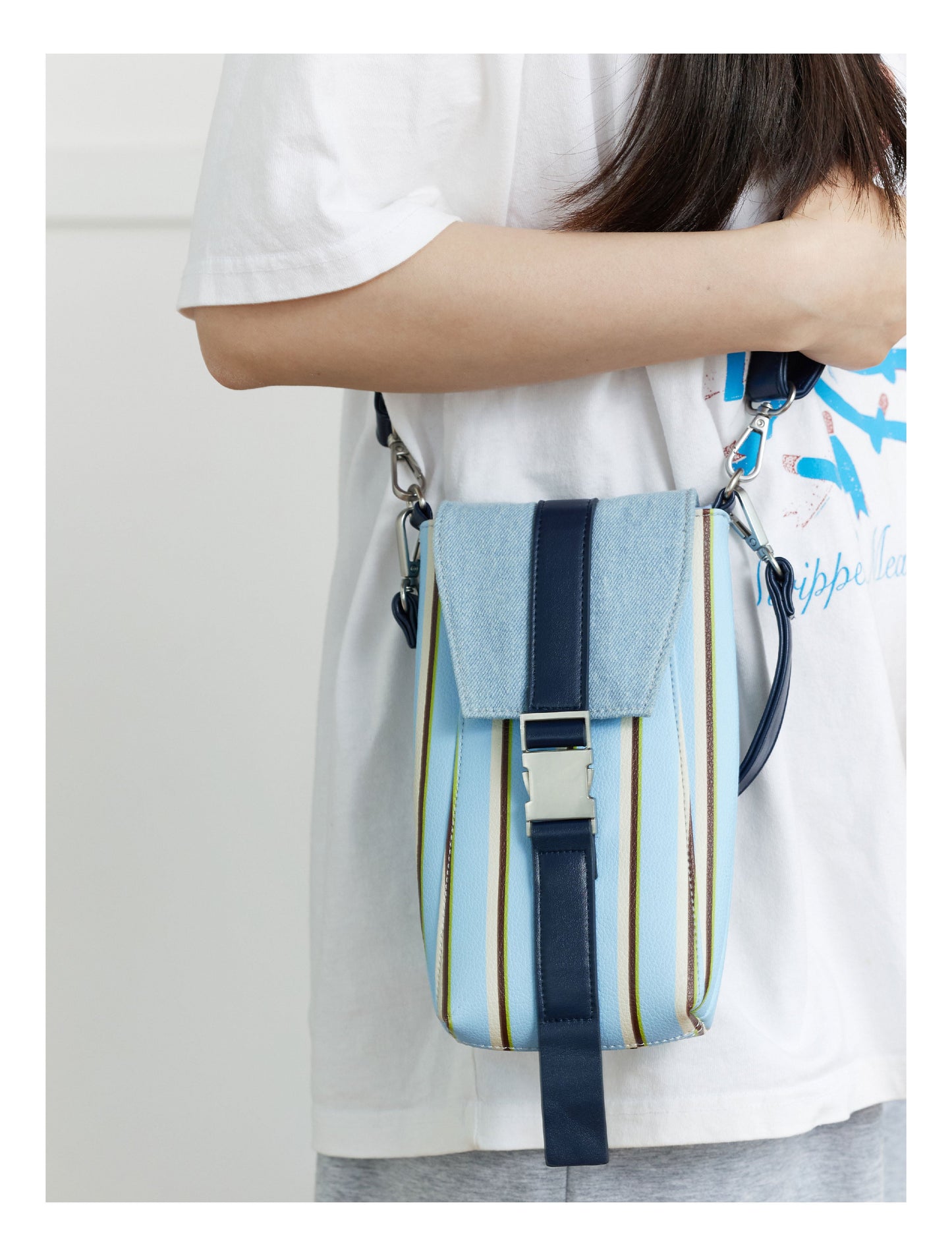 Striped Phone Bag, Cartoon Cute Handbag, Women's Small Square Bag, Crossbody Bag, Fashionable And Portable, Men's And Women's Styles