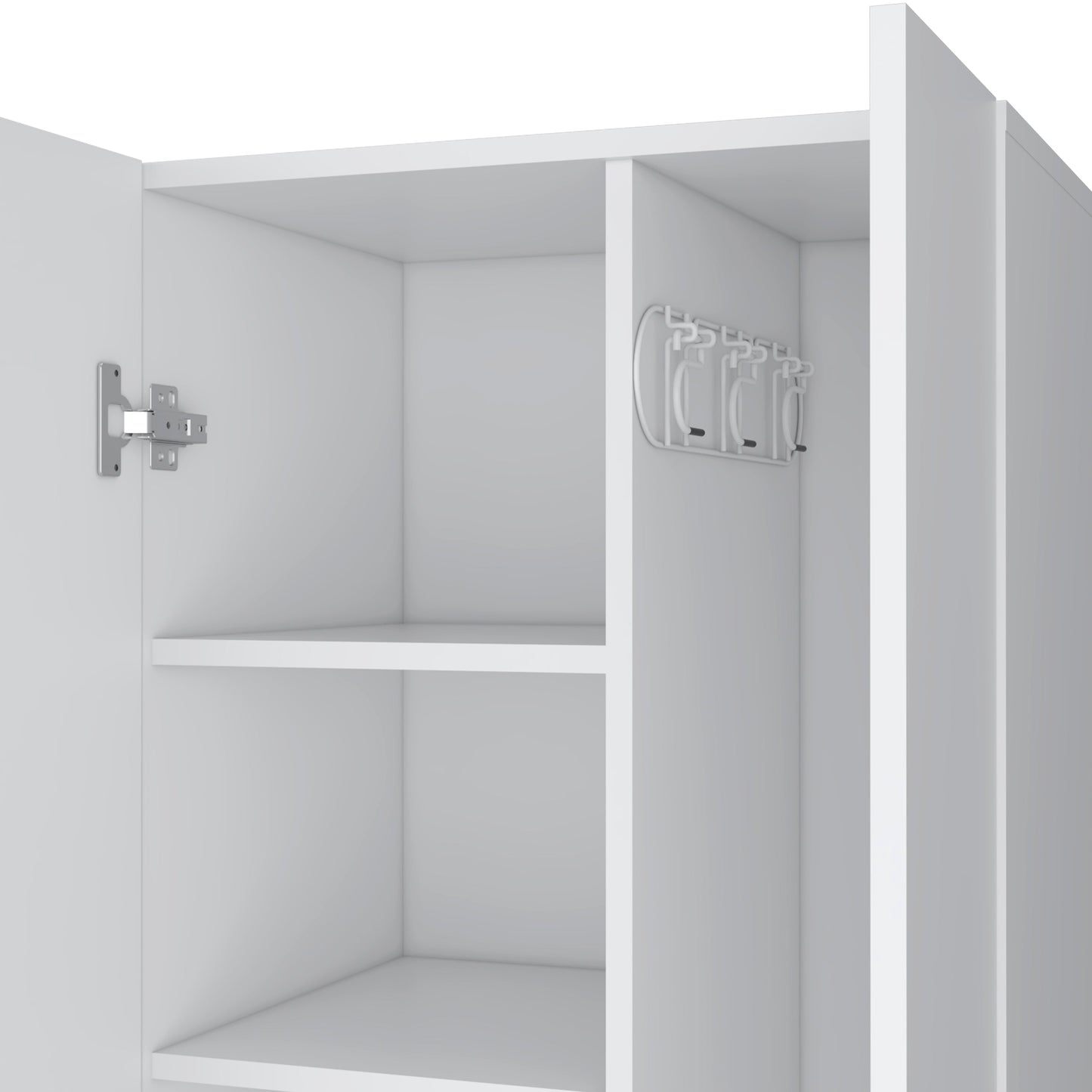 Attica Broom Cabinet Double-Door Design with Inner Shelves and Side Hangers