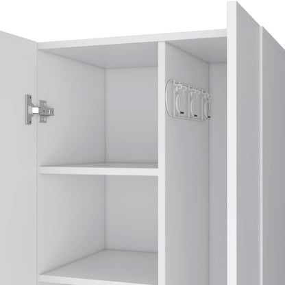 Attica Broom Cabinet Double-Door Design with Inner Shelves and Side Hangers
