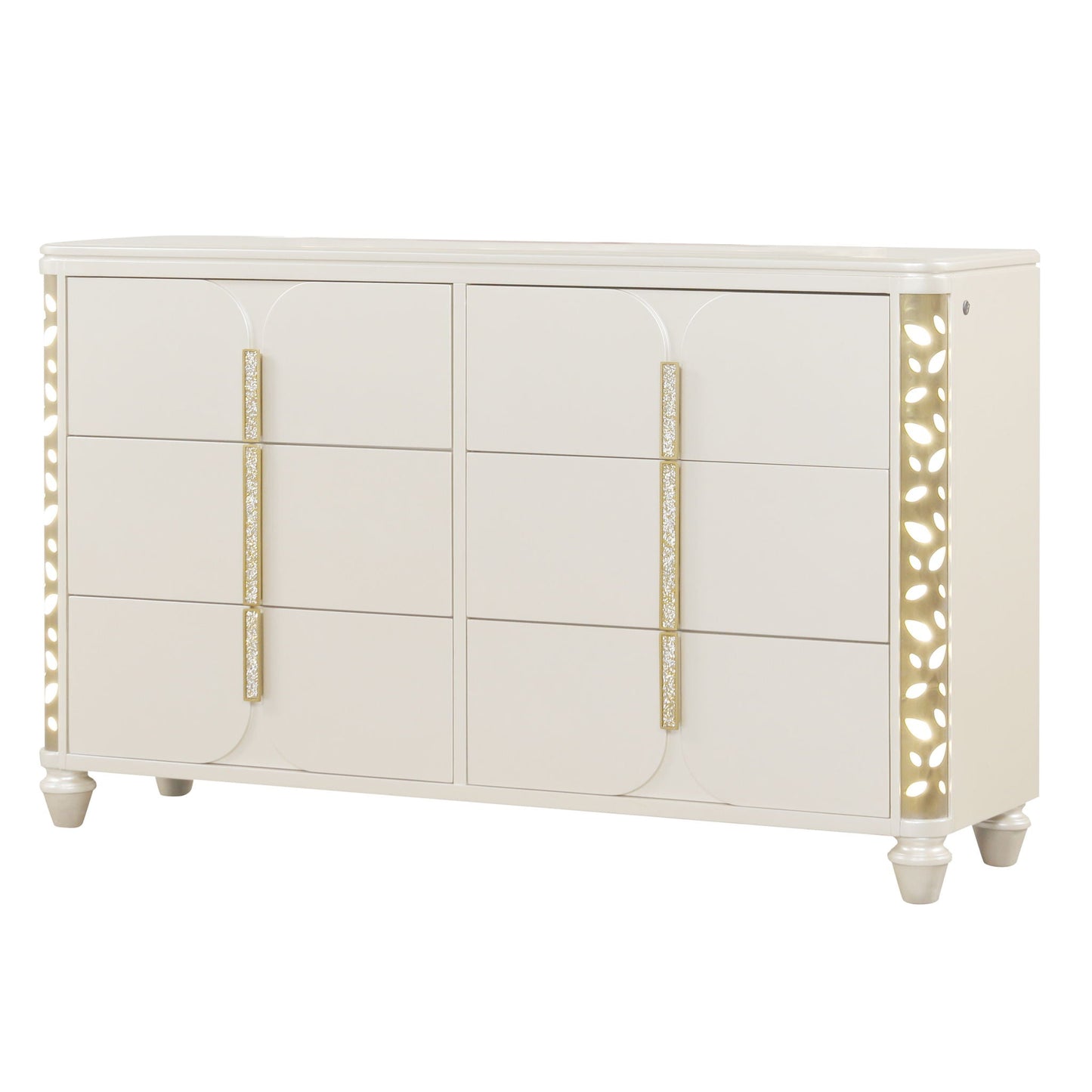 Cinderella - Dresser With LED Accents And 6 Storage Drawers (Mirror Not Included) - Beige