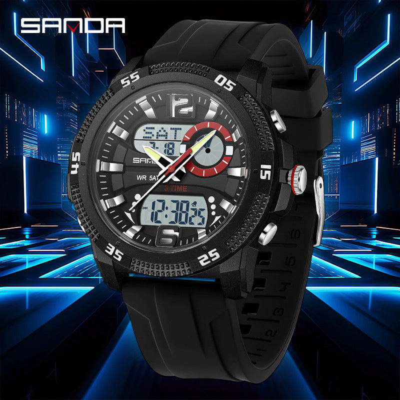 SANDA Mens Electronic Watch Youth Alarm Clock Luminous Sporty