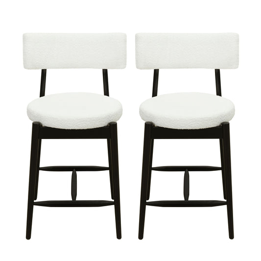 Mid Century Modern Counter Stools, Fabric Upholstered Chairs