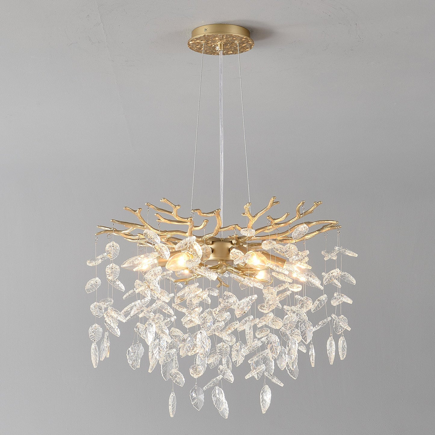 6-Light Chandelier Crystal Ceiling Lamp - Gold Finish