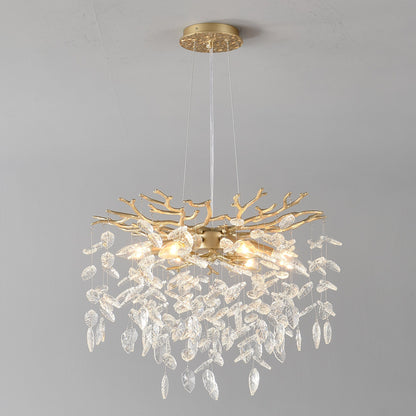 6-Light Chandelier Crystal Ceiling Lamp - Gold Finish
