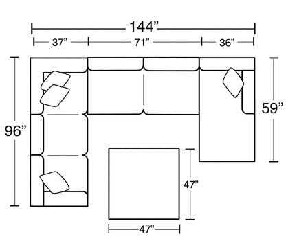 Harper - Sectional With Cocktail Ottoman
