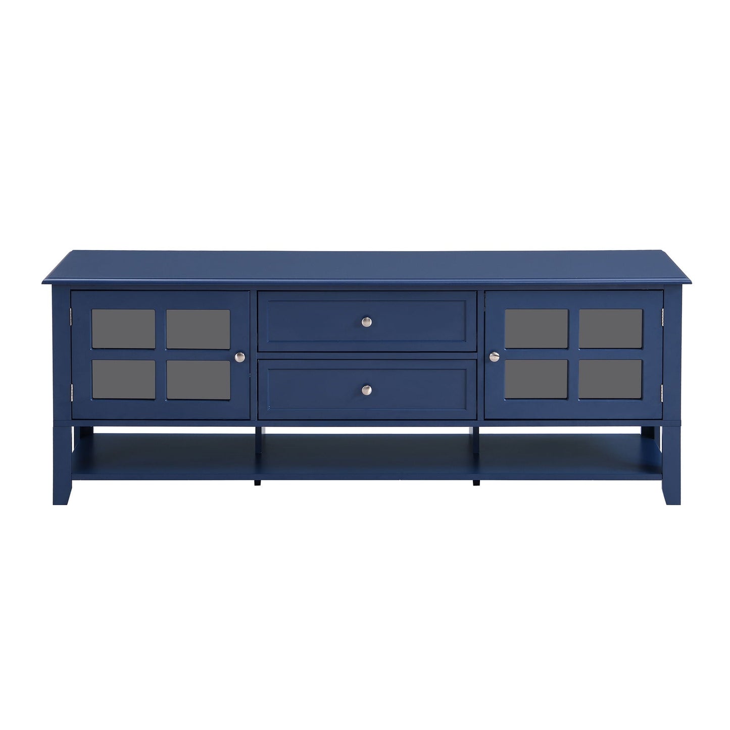TV Stand, Entertainment Center With Dual Drawers And Hidden Storage, Cabinet With Soft Closing Doors And Sleek Panel Design