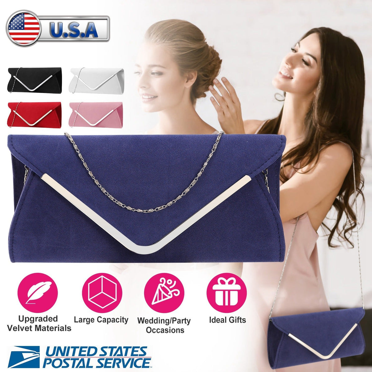 Women Clutch Wallet Bags For Party Wedding Soft Handbag Portable Thin Envelop Evening Purse for Bridal Dating