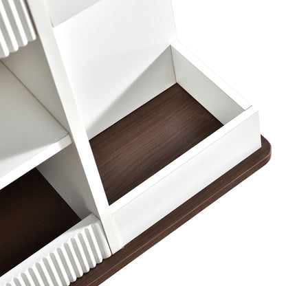 Adjustable End Table With Wheels, 360°Rotating Top And Storage Space