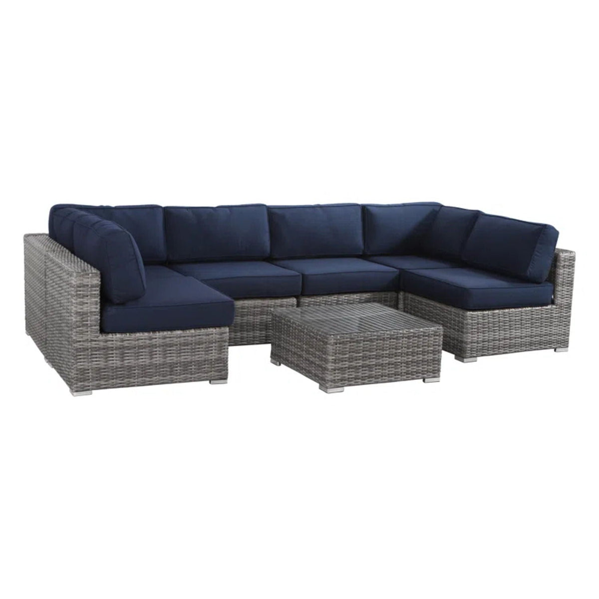 Seating Set With Cushions Handcrafted Wicker Design