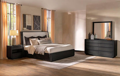 Leandro 4-piece Eastern King Bedroom Set Burnished Black