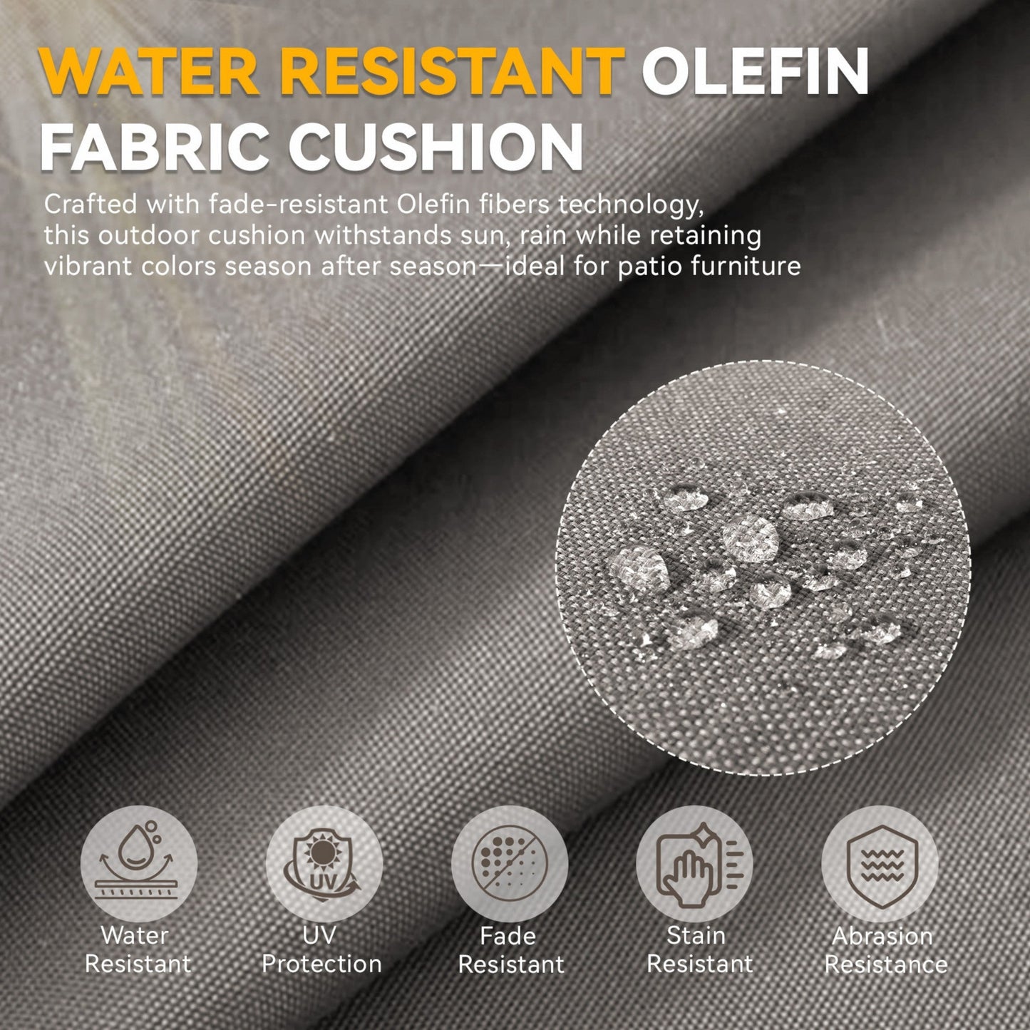 6" Thick Outdoor Chair Cushion Set - Gray