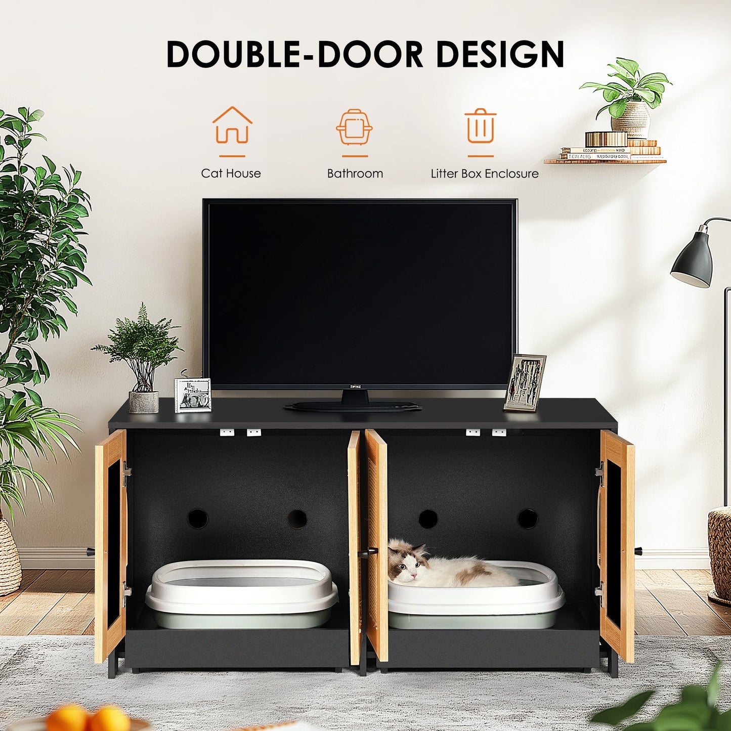 Double Litter Box Enclosure for Cats