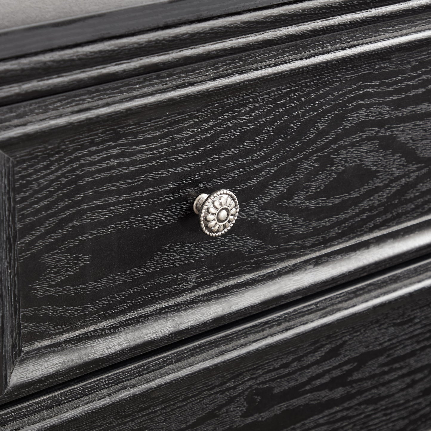 Modern 5-Drawer Black Dresser for Living Room Storage