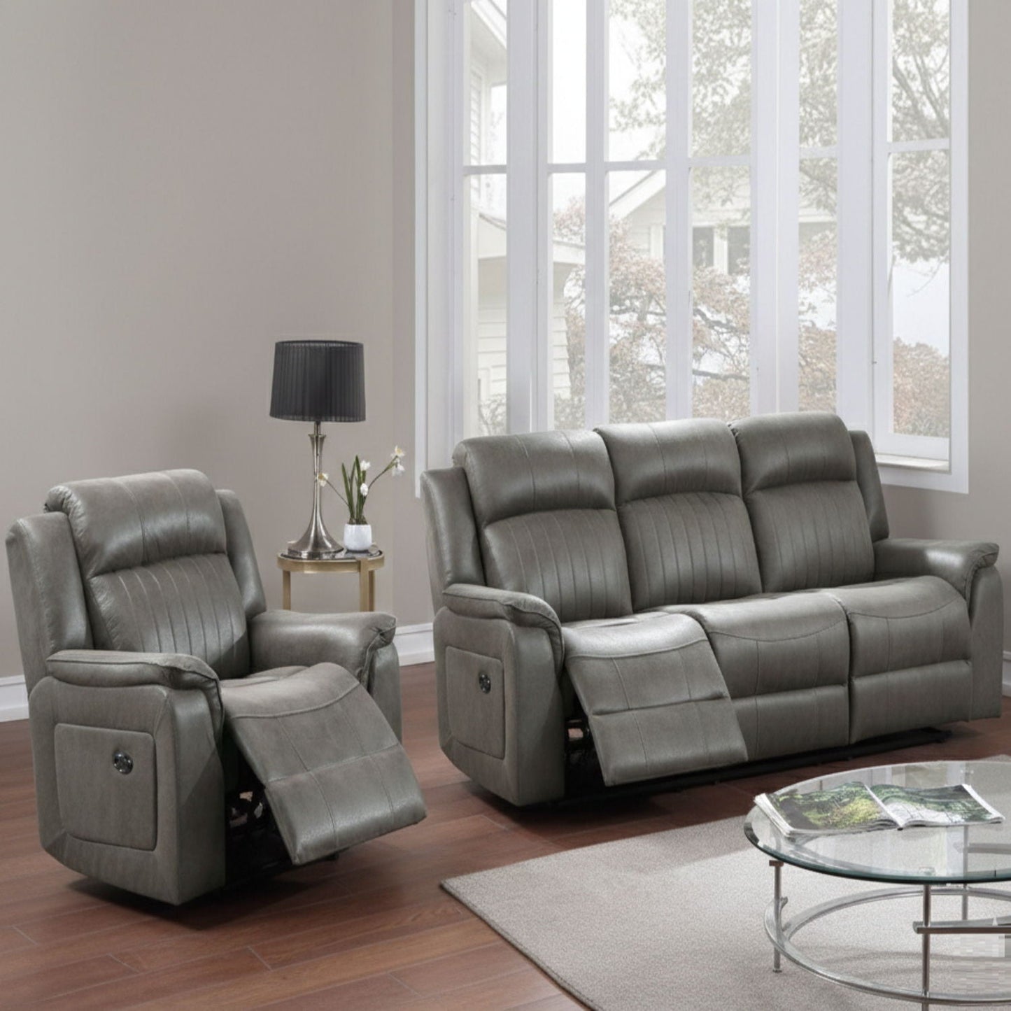 Contemporary Living Room Set, Horizontal And Vertical Tufting
