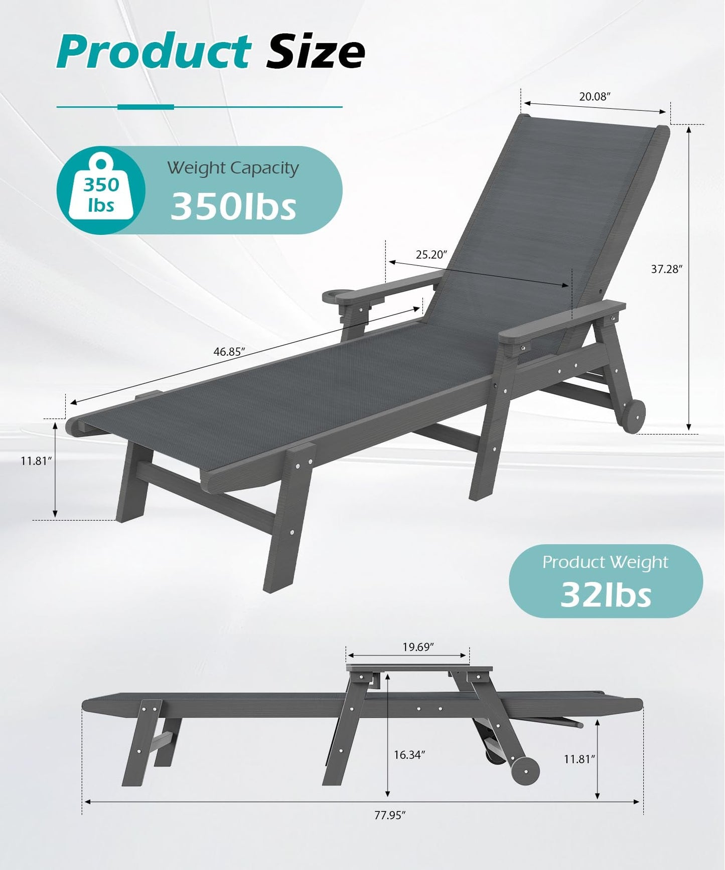 Outdoor Pool Lounge Chairs Set of 2