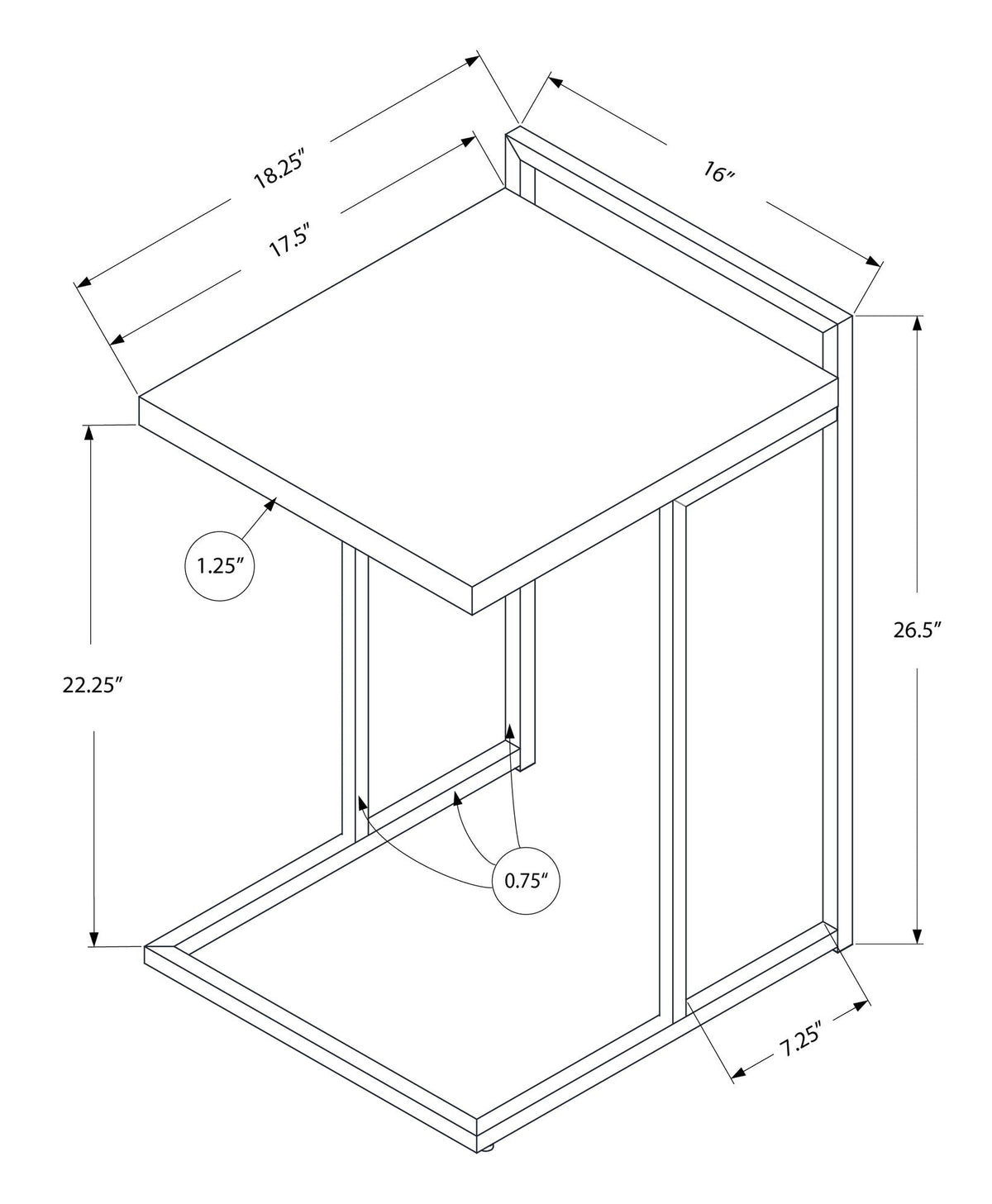 Accent Table, C - Shaped, Contemporary & Modern
