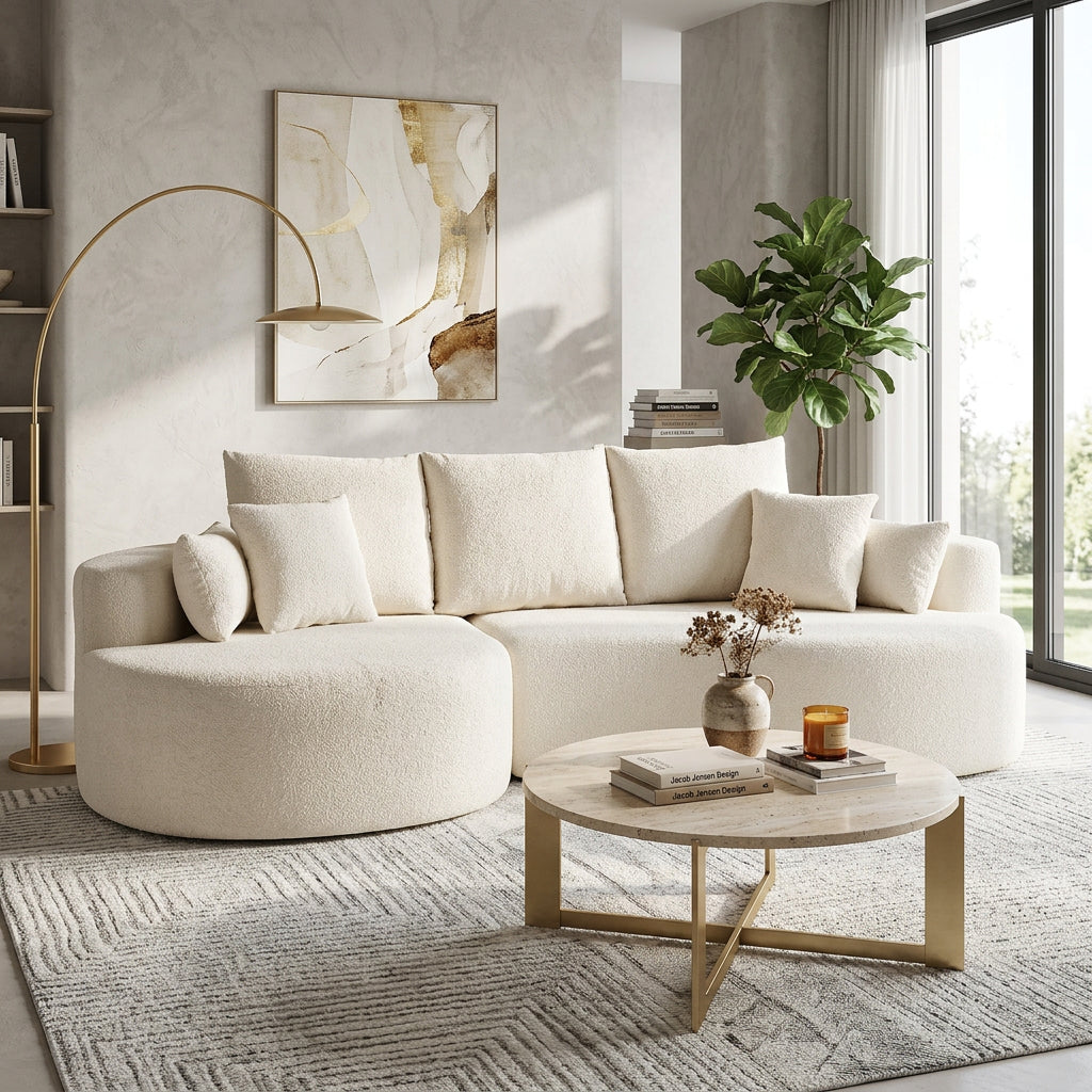 106 in. 2-Piece Fabric Cloud Curved Sectional Chenille Sofa with Chaise