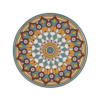 Round Ceramic Outdoor Side Table, Colorful + Black