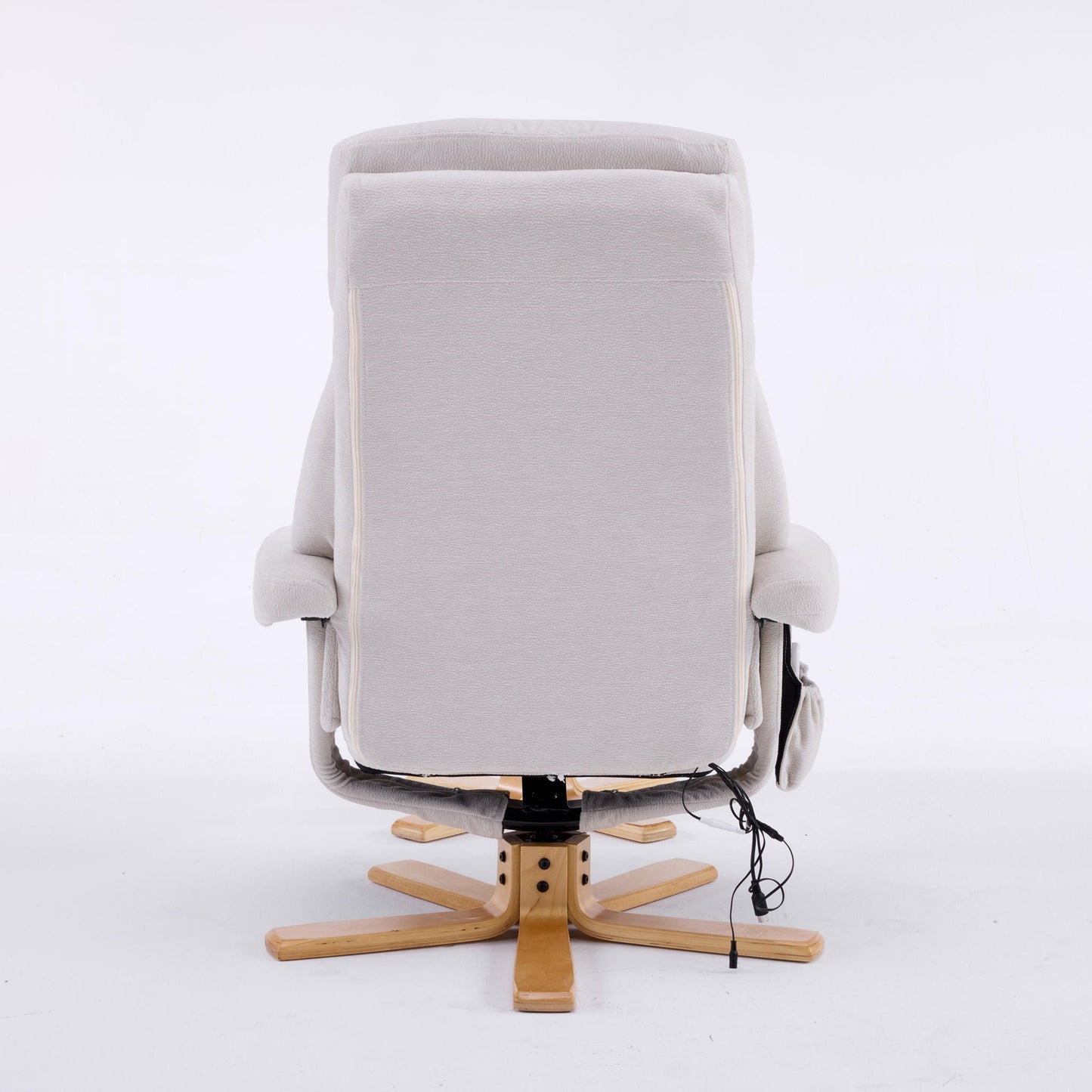 Upholstered Heated Massage 360° Swivel Accent Chair With Ottoman