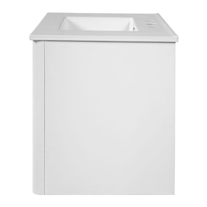Floating Bathroom Vanity With Oval Knobs & Round Edge, Soft Close Drawer Slides