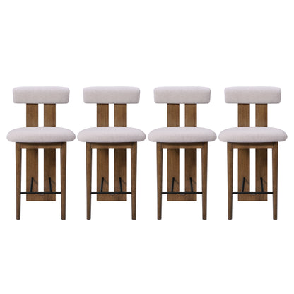 Renee Indoor Modern Split-Back Rubber Wood Counter Stool