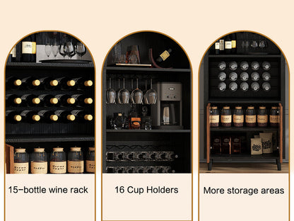 71' Farmhouse Arched Wine Bar Cabinet