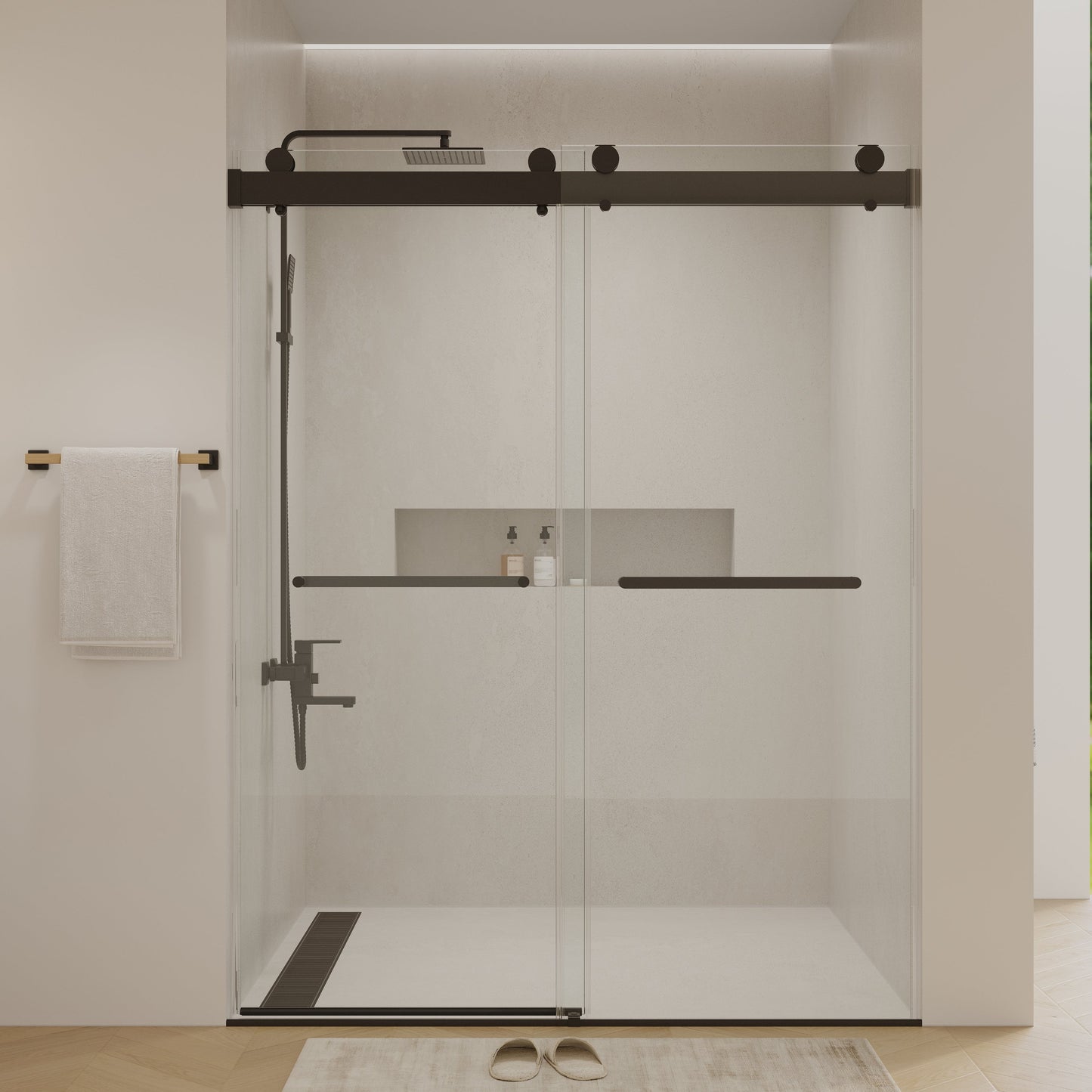 Double Sliding Frameless Soft-Close Shower Door