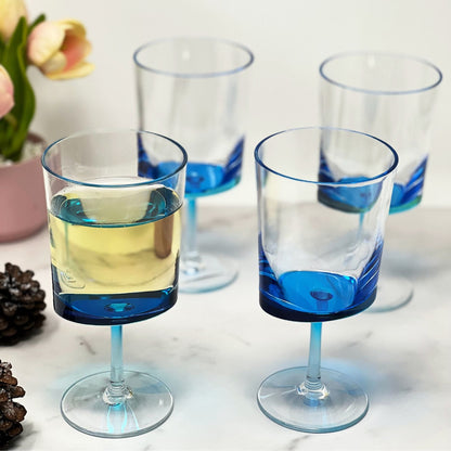 Leadingware Oval Halo Plastic Wine Glasses (Set of 4)