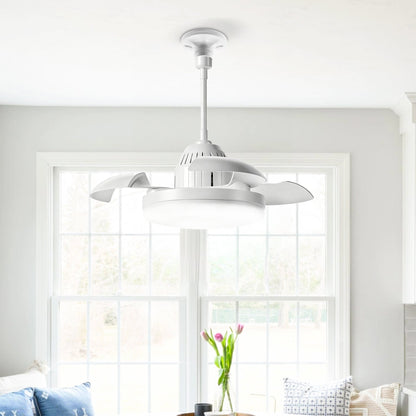 Bulb-Type Small Ceiling Fan with Retractable Blades and Remote Control