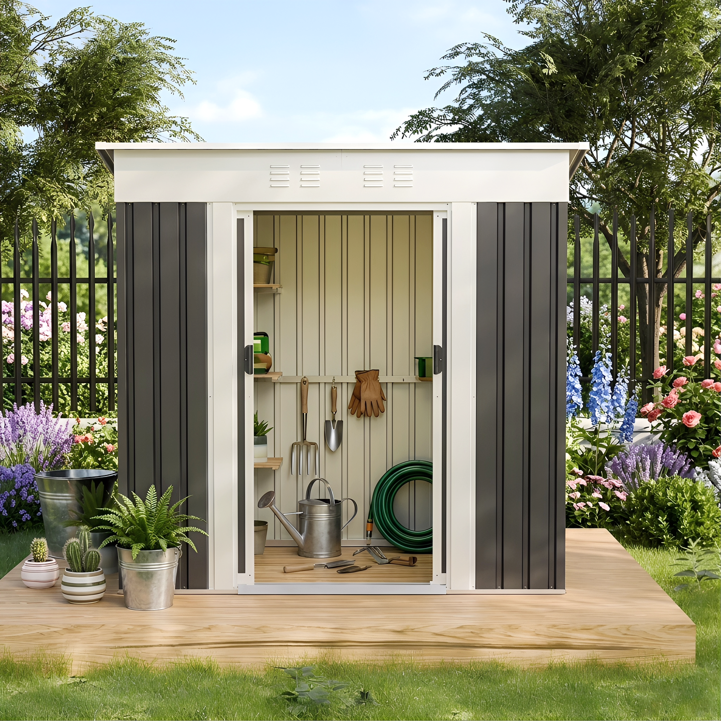 6x4 Ft Garden Shed for Patio and Outdoor Storage