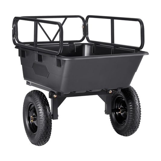 Dump Trailer 500 lbs 10 Cu. Ft Tow Behind Plastic Garden ATV Trailer Cart