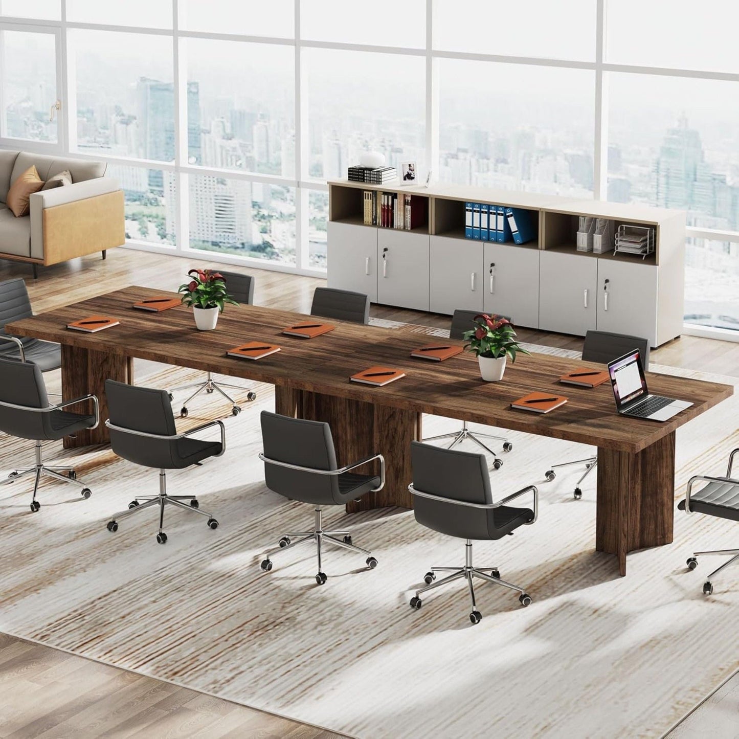 Executive Desk, Vintage Computer Workstation With Thickened Tabletop