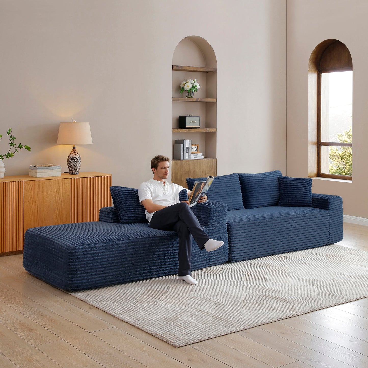 105'' Modular Sectional Sofa with Deep Seat and Chaise