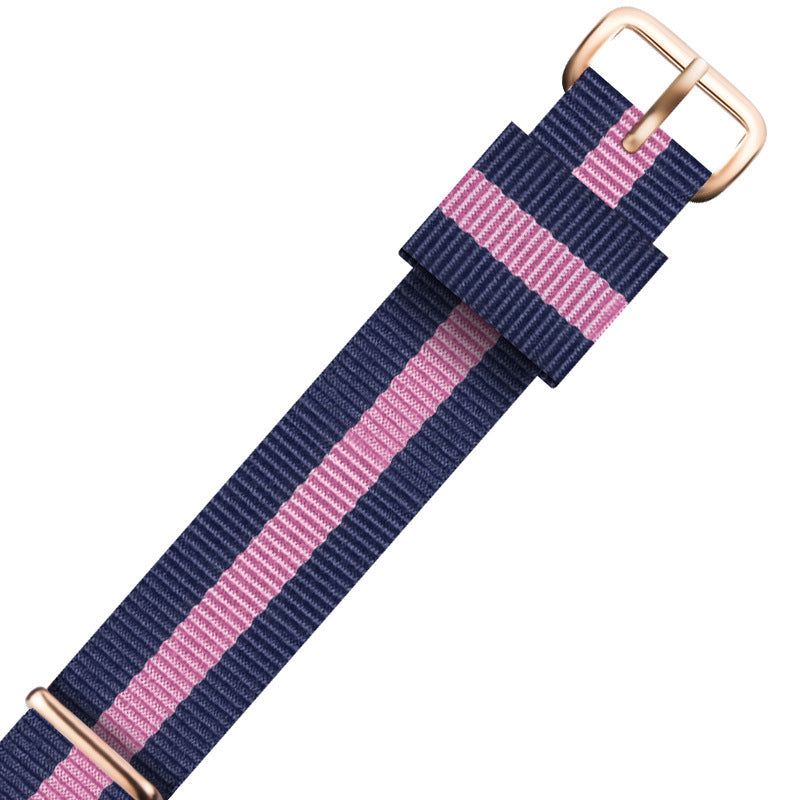 Nylon DW Watch Strap One Piece With Woven Loop And Striped Canvas Watch Band