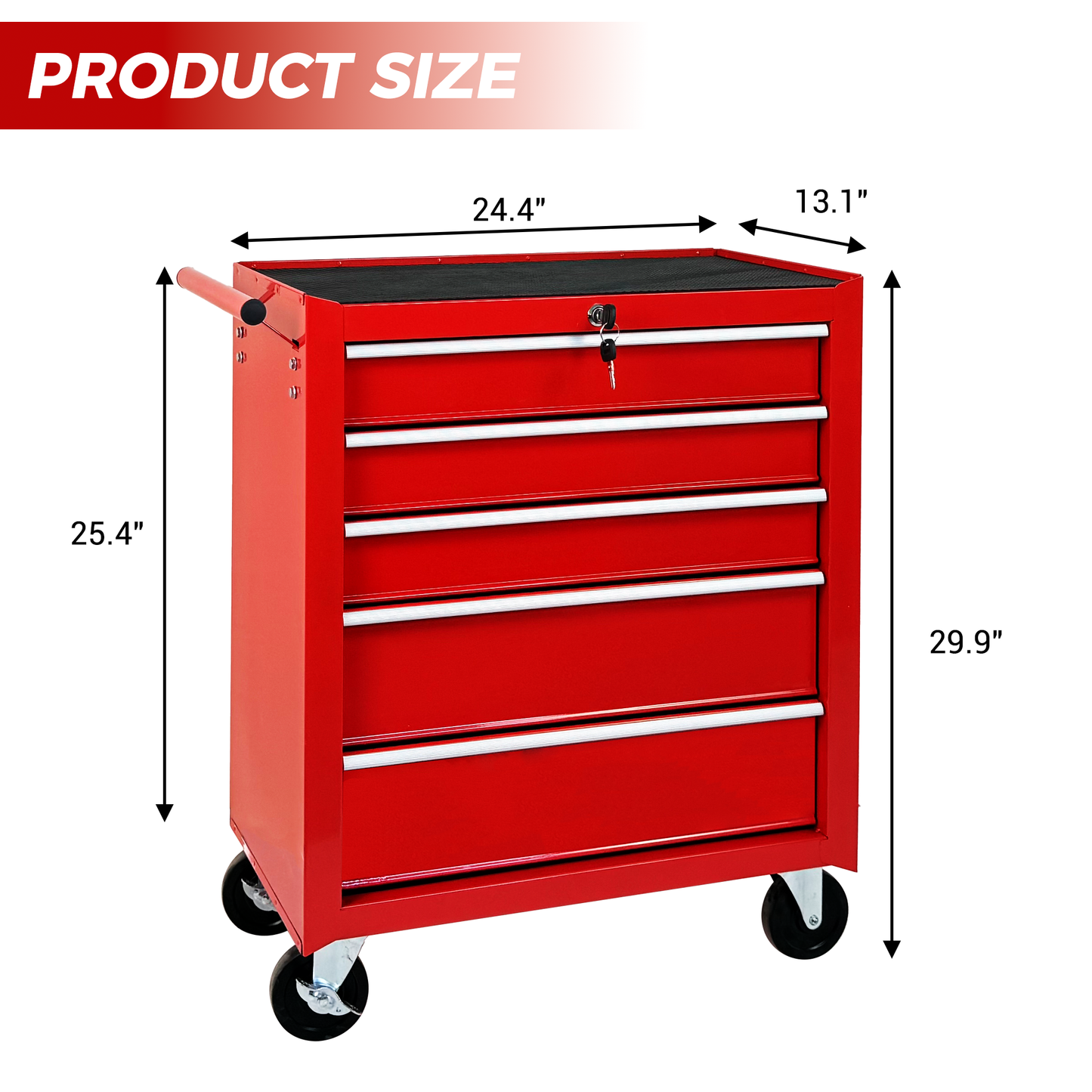 5-Drawer Rolling Tool Chest with Lock & Key