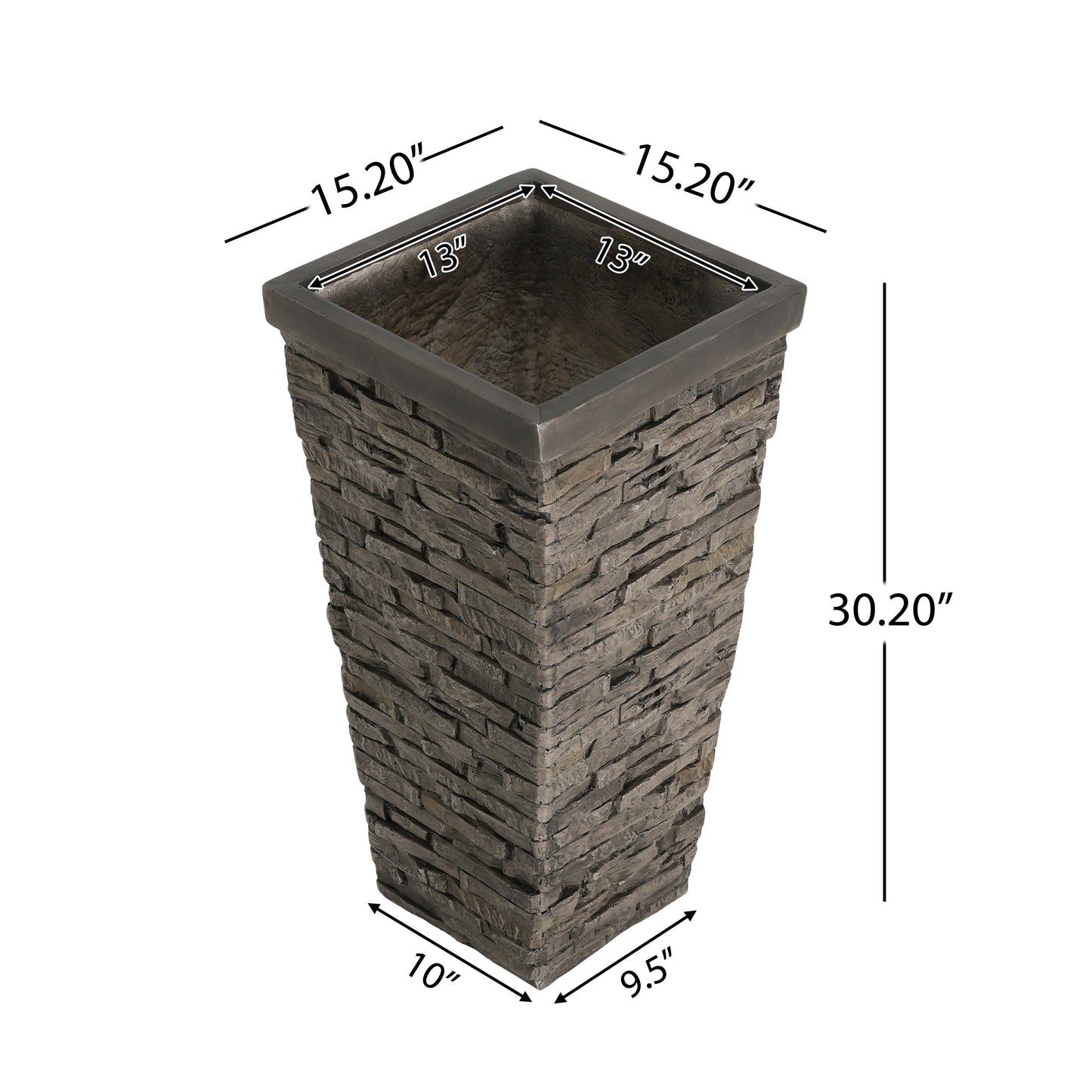 Tall Stone-Effect Square Planter