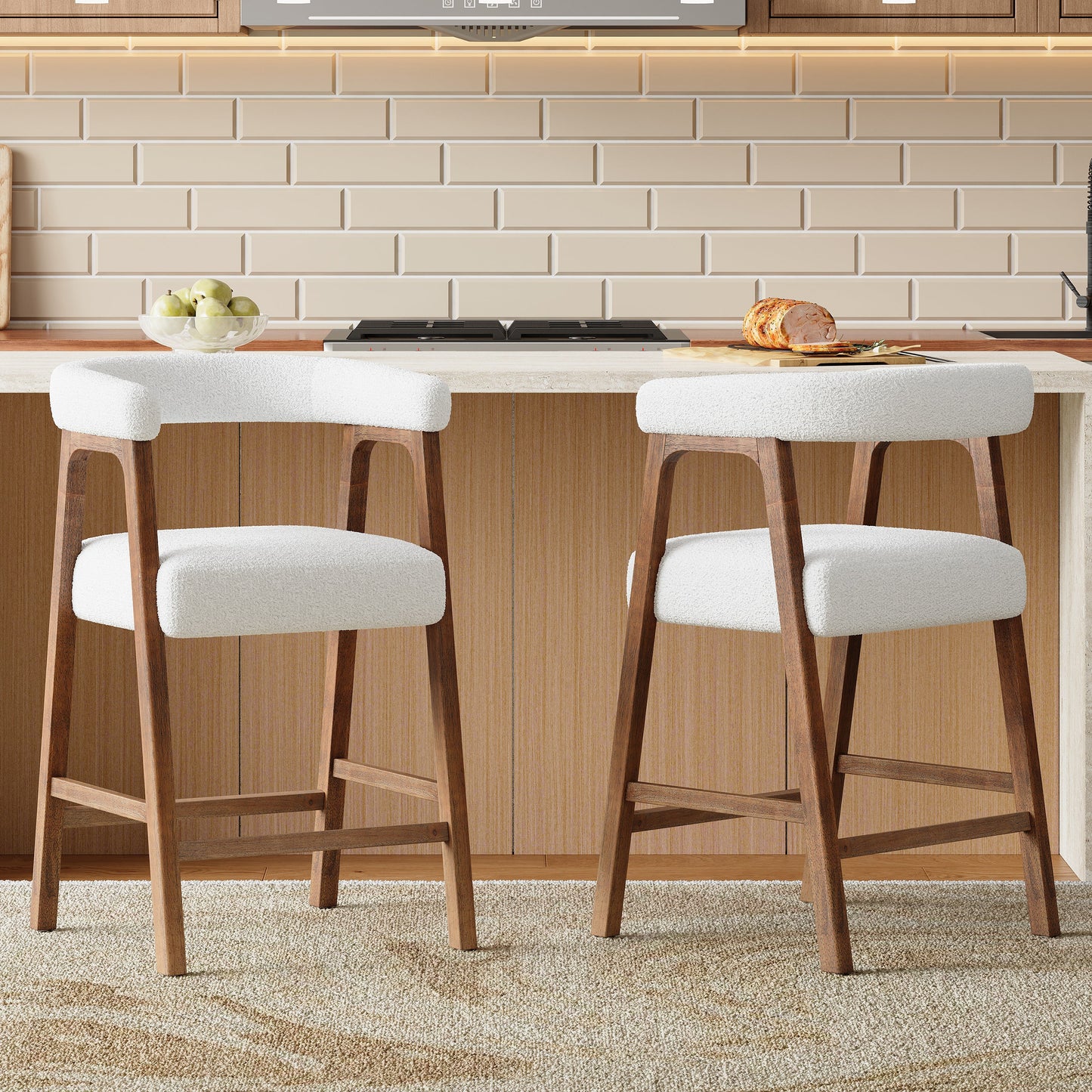 26'' Seat Height Bar Stools with Back - Set of 2