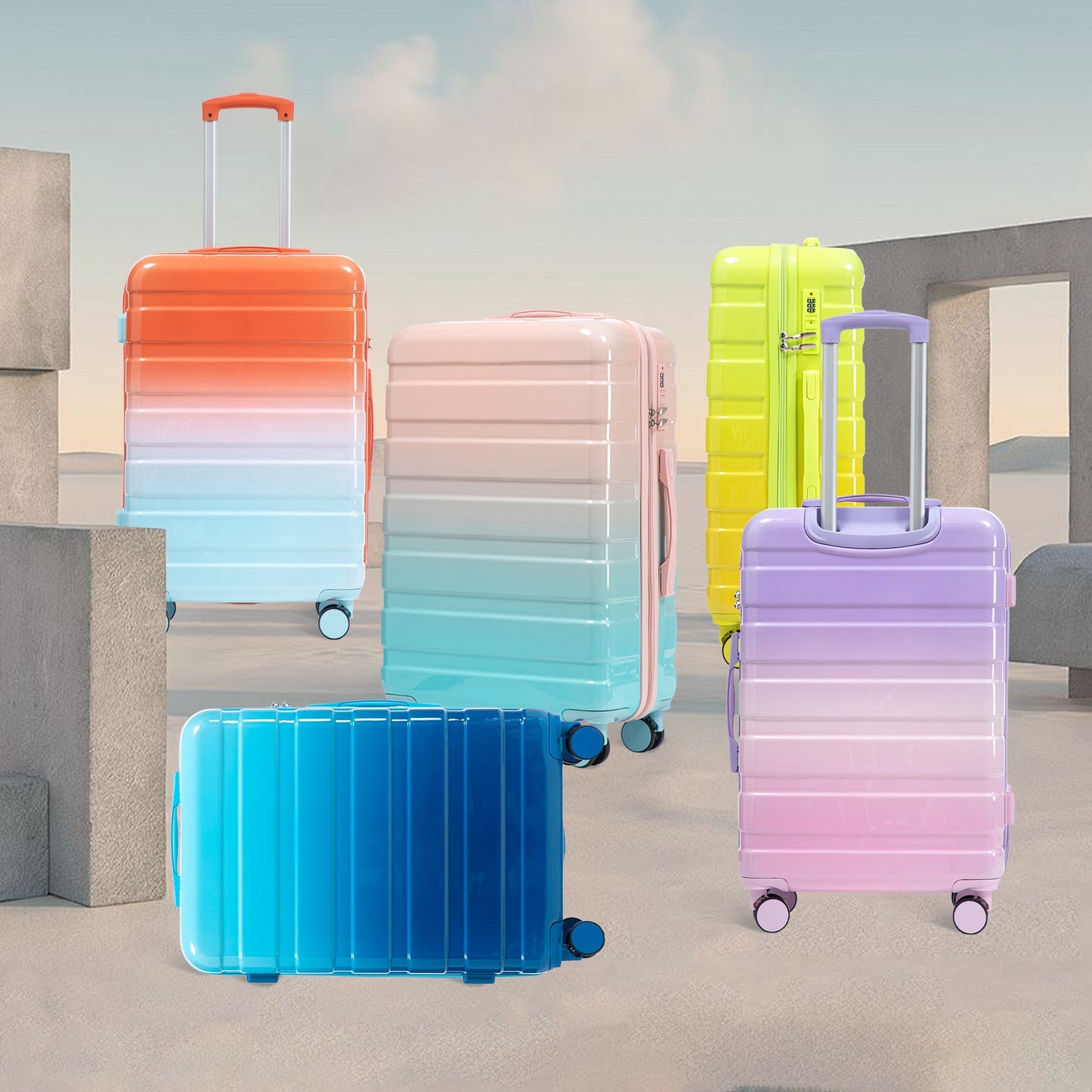 3-Piece Spinner Wheel Luggage Set with Gradient Color