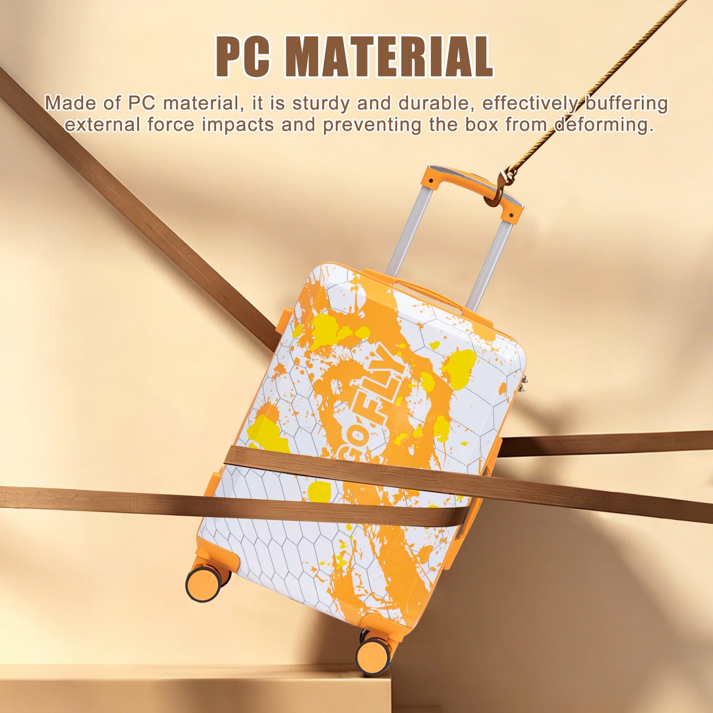20 Inch PC Spinner Wheel Luggage, Carry-On Suitcase - Orange