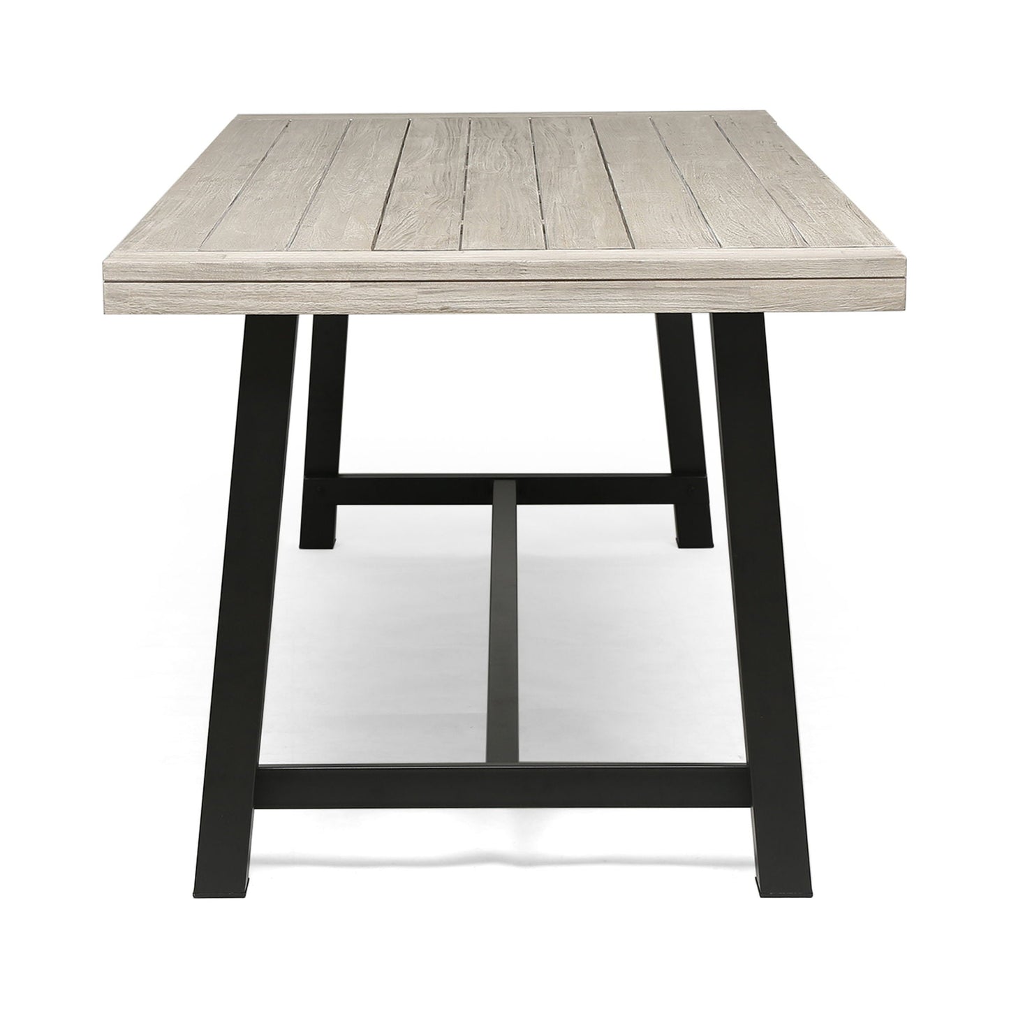 Equilibrium Outdoor Dining Table with Wooden Frame and Slat Top